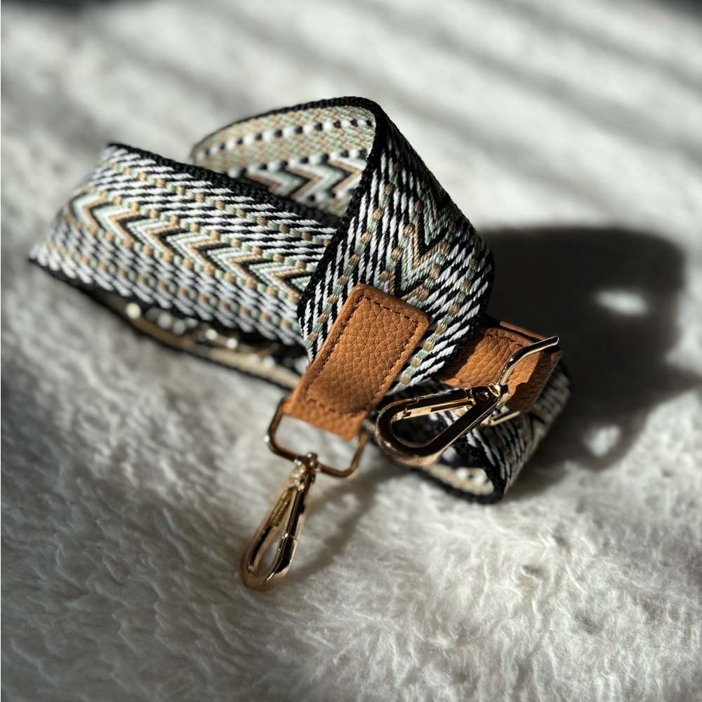 Guitar strap, bag strap, purse strap neutral colors measurements in pics